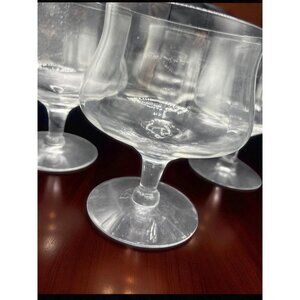 Set of 5 Vintage Optic Patterned Wide Mouthed Bourbon / Brandy Glasses Stemware